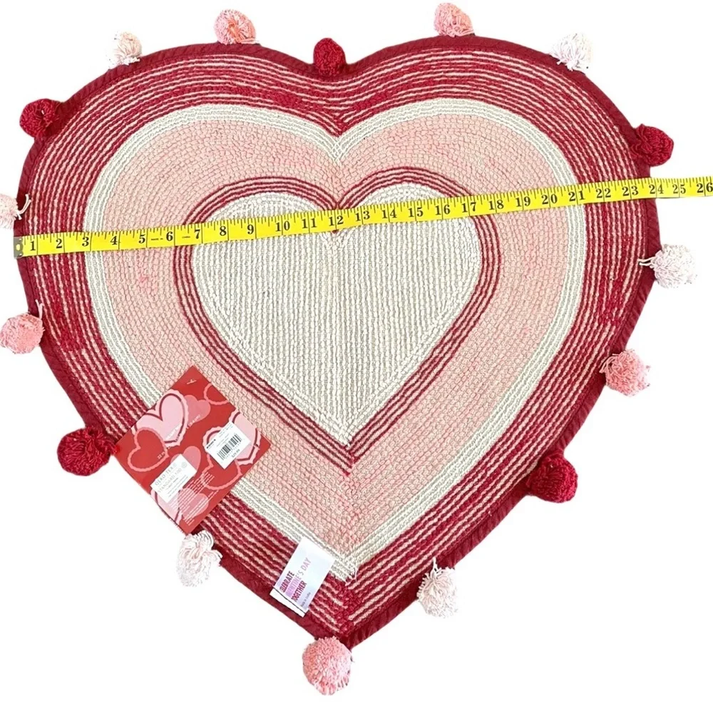 ❣️Valentine's Day Red & Pink Heart Shaped Bathroom Bath Kitchen Rug 22”x23” New
